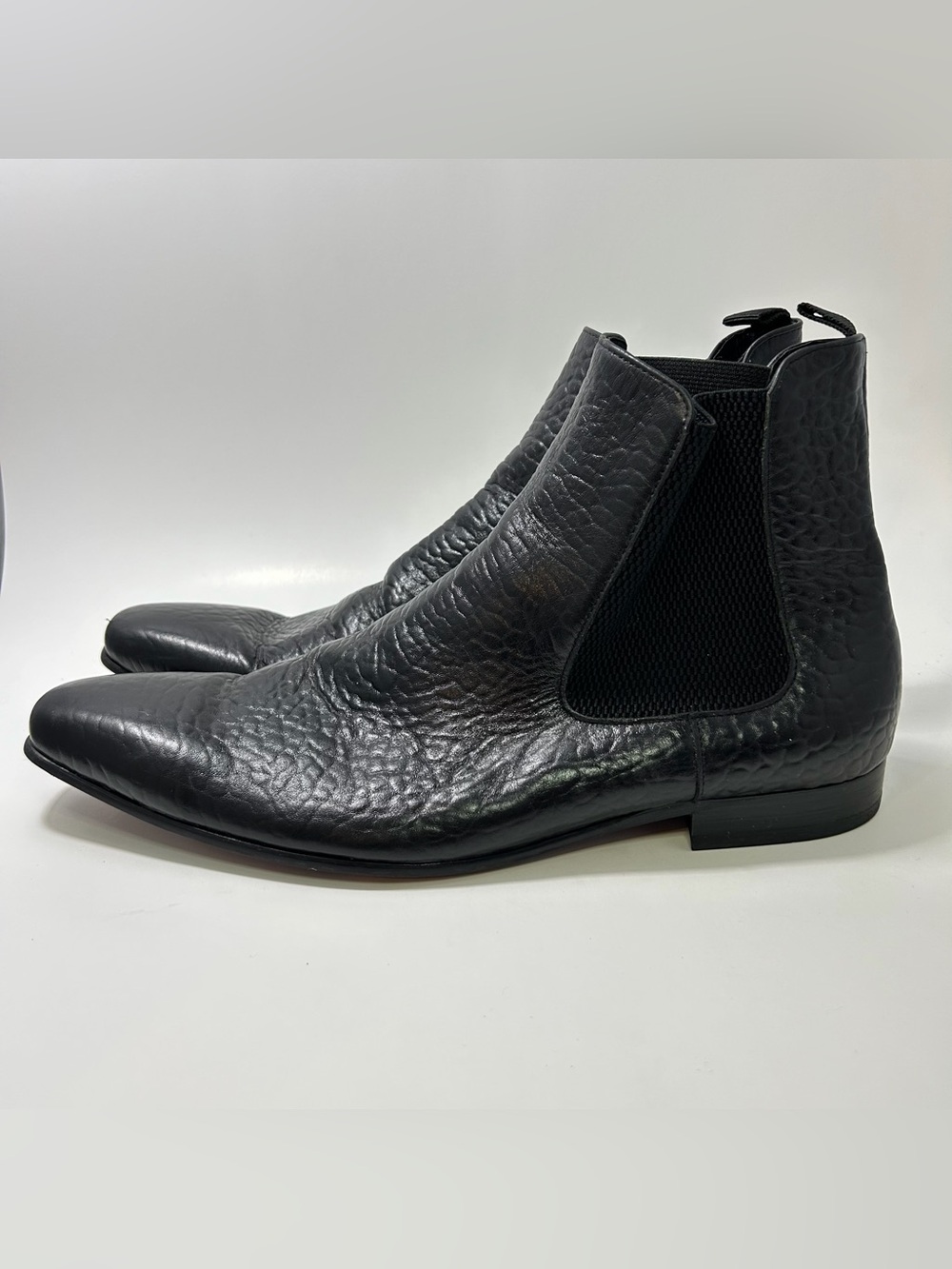 Carrucci Men's Chelsea Python Print Boots KB1377 Calf Skin Leather Sz 11 Black